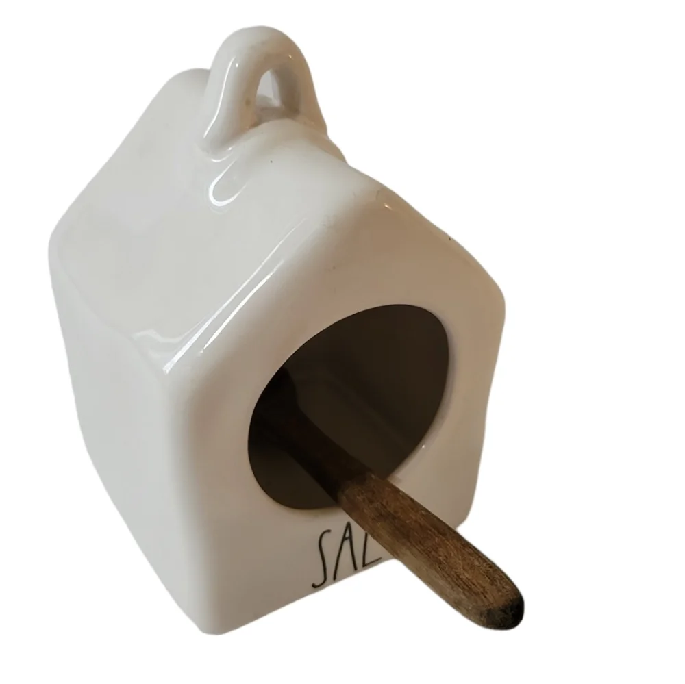 Rae Dunn Pottery Bird House Salt Cellar w Spoon